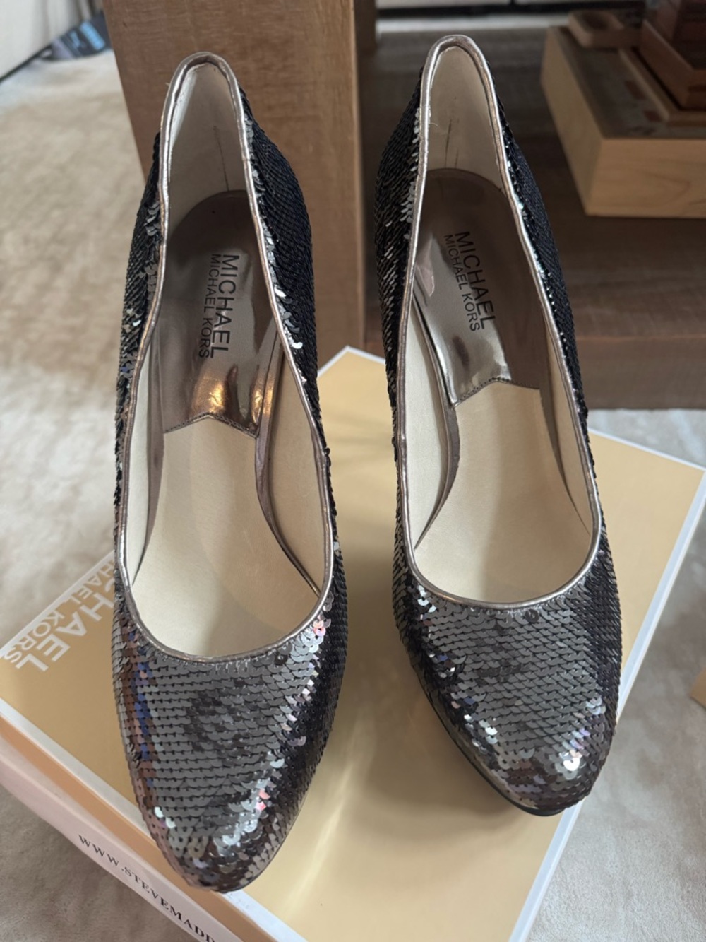 Michael Kors Black Sequin Platform Stiletto Pumps - Picture 5 of 7